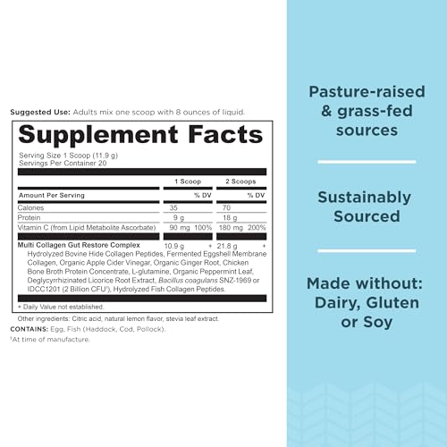 Ancient Nutrition Multi Collagen Protein Powder, Unflavored, 45 Servings + Multi Collagen Protein Powder, Gut Restore, 20 Servings - image 3