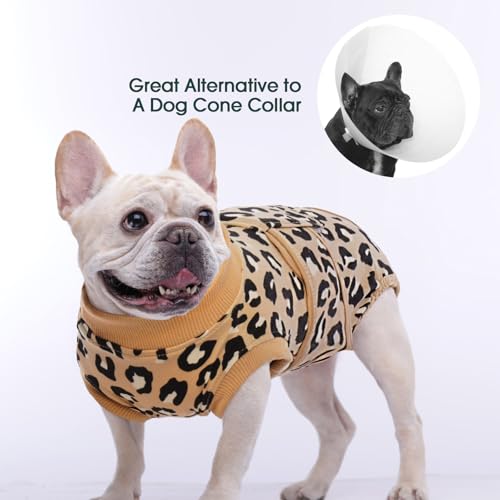 Image of Kuoser Dog Recovery Suit for Dogs After Surgery,Professional Surgical Onesie for Female Male Dogs Spay Neuter,Soft Dog Surgery Suit Bodysuit for Abdominal Wounds Skin Disease,Coffee Leopard L