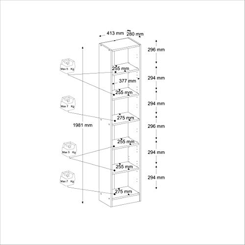 INFINIKIT Haven Libreria scaffale 6 ripiani