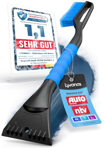 Lyvanas Eiskratzer Auto mit Besen TESTSIEGER 2025* - Ergonomischer Profi Schneebesen Auto schnell & stark - Langlebiger & schonender Scheibenkratzer...