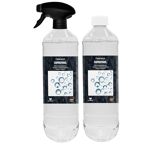 Cleanerist Isopropanol IPA 99,9 % – Alcool nettoyant | Dans un flacon pulvérisateur | Nettoyant hygiénique | Solvant et dégraissant I 2 x 1 litre