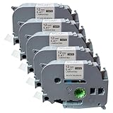 NEOUZA 5PK Great Quality Compatible For Brother P-Touch Laminated Tze Tz Label Tape Cartridge 12mmx8m (TZe-231 Black on White)