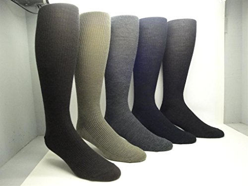 Mens Merino Wool OTC Knee-high Socks - 17" Leg (2 Pairs) (Assorted 6PK (2CHAR/2NVY/2BRN))4