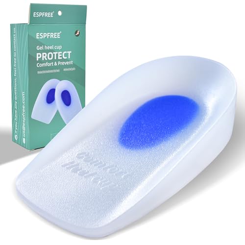 Premium Gel Heel Cups for Heel Pain Relief – Long-Lasting Silicone Inserts for Plantar Fasciitis, Heel Spurs, Achilles Tendonitis – All-Day Shock Absorption & Comfort for Men & Women (Milky White, M)