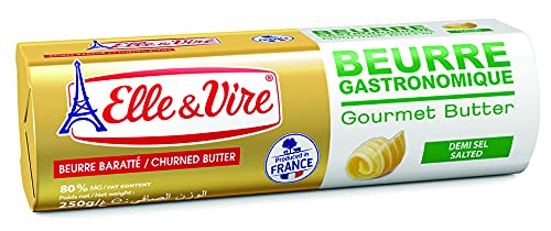 Elle & Vire - Gourmet Roll Salted Butter Gastronomic , Packed With High Vitamins, Minerals & Rich Nutritious , Boost Energy & Immune System , High Calories - 250 Gram