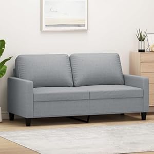 Homgoday Hellgrauer 2-Sitzer-Sofa mit Schaumstofffüllung, 158 cm, für Wohnzimmer und Entspannung - Polyester/Stoff/Metall Terrassensofas, Gartenmöbel Model359163
