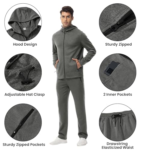 Gopune Men's Tracksuit 2 Pieces Set Hoodie Sweatsuits Full Zip Athletic Jogging Suits Long Sleeve Casual Sports Outfits 6