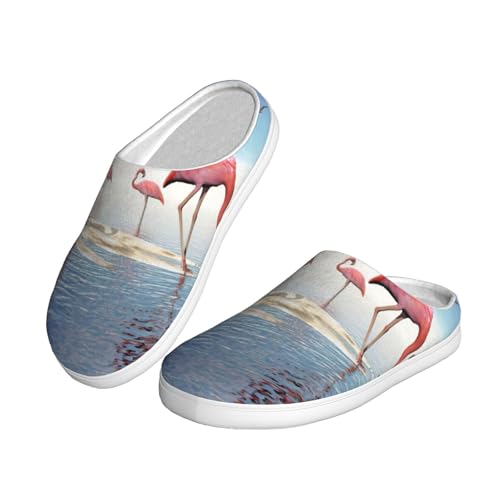 Pantoufles d'hiver EdWal avec peluche chaude motif flamant rose - 2