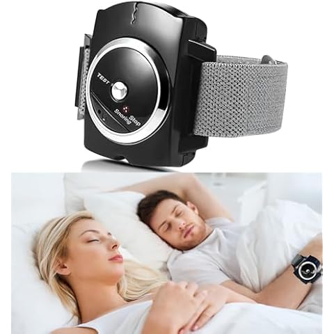 YUERWOVER Anti Snoring Devices Anti Snore Wristband Infrared Effective Intelligent Snoring Solution Bracelet Snore Stopper Aid Retainer for Men Women with Battery(Black) Cover