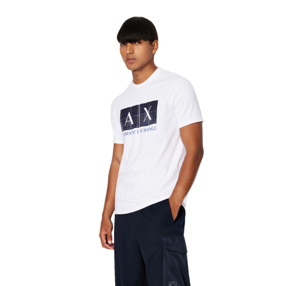 Armani Exchange Men's Regular fit Ax Box Logo tee T-Shirt, White, L