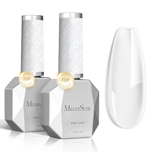 Image of MelodySusie 2PCS 0.5fl oz Gel Top Coat Set,No Wipe High Gloss Shine Finish Long Lasting Top Gel for Clear Nail Gel and Acrylic Nails,essential for Home DIY and Nail Salon