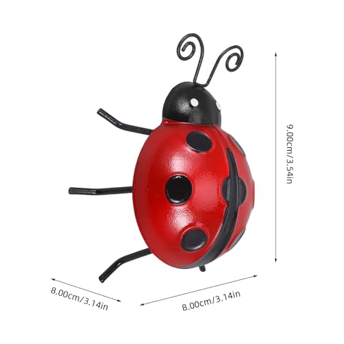 Image of balacoo Metal Ladybug Wall Art Hanging Pendant with Hook 4.72X4.13X1.96In Simulated Ladybug Figurine for Garden Lawn Patio Outdoor Decor