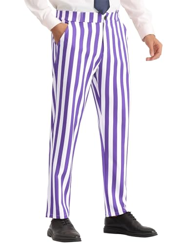Lars Amadeus Striped Dress Pants for Men's Straight Leg Color Block Business Trousers
