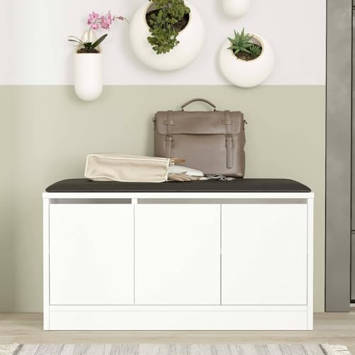 Meuble à chaussures Tiamat 90cm compact et polyvalent blanc - 7