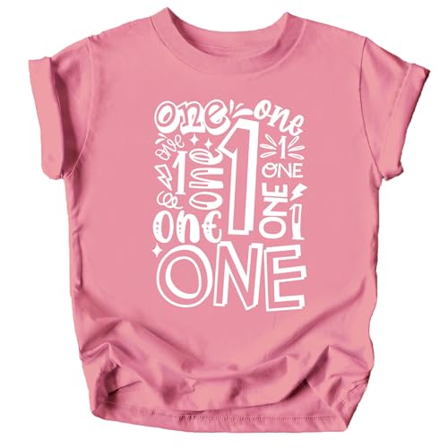 Olive Loves Apple First Birthday Terms Shirts for 1st Bday Outfit for Baby Boys and Girls White on Mauve Shirt 12 Months