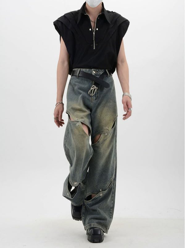 Baggy Jeans for Men Ripped Jeans Distressed Pants Vintage Aesthetic Streetwear Fashion Y2k Clothing Grunge.3