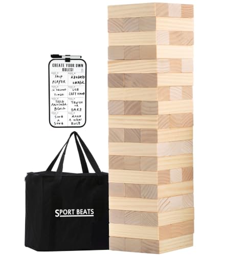 Image of Outdoor Games Large Tumble Tower 54 Wood Blocks Stacking Game, 5 FT Tall