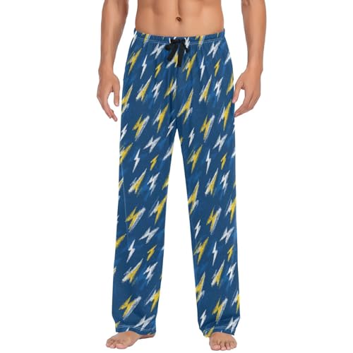 Vdsrup Men's Pajama Pants Blue Thunder Pajama Pants for Men PJs Bottoms Drawstring Pockets Sleep Lounge Pants S