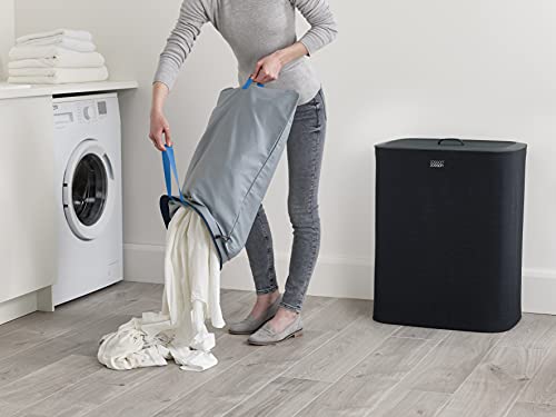 Joseph Joseph Tota 90 liter/23.8 gallon Laundry Hamper Separation Basket with lid, 2 Removable Washing Bags with Handles - Dark Blue by Joseph Joseph - Image 2