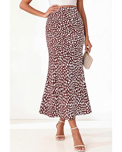 Image of BTFBM Satin Skirts for Women Trendy 2026 Summer Fall | High Waisted A-Line Leopard Print,Floral Print, Business Casual,Cocktail,Wedding Guest,Long Silk Midi Skirt