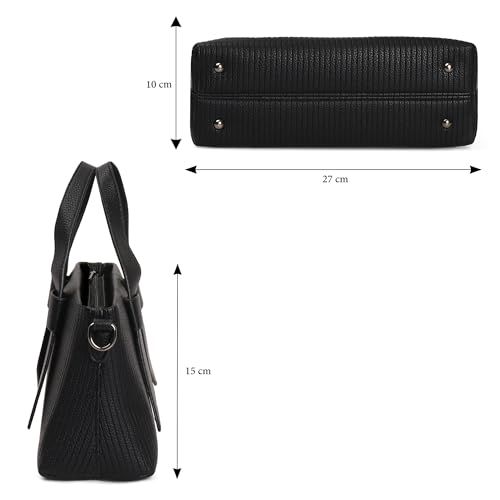 Image of EXOTIC Valeria Satchel Sling Bag for Women | Textured Leatherette Handbag with Top Handle & Detachable Crossbody Strap | Multi-Compartment Structured Purse