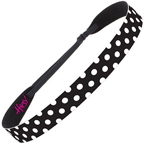 Hipsy Women's Non Slip Wide Polka Dots Cute Hair Headband (Black & White)
