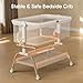 Baby Bassinet Bedside Crib, 3-in-1 Baby Bassinet Bedside Sleeper with Mattress and Soft, Breathable Sheet, Full-Mesh Sides, 6-Height Adjustable, Stable and Secure Crib for Newborns