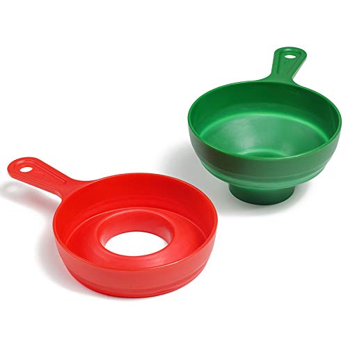 Bulckrew Kitchen Canning Plastic Funnel and Collapsible Silicone Food Funnel Set, Oil Powdered Jam Funnel with Handle and Wide Mouth for Filling Bolltes, Oil, Food