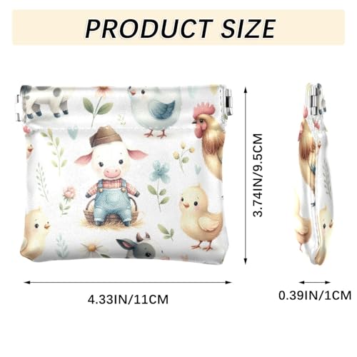 Cute Farm Animals Coin Purse Leather Pouch Change Purse, Squeeze Coin Pouch for Cards, Keys & Lipsticks, Unisex3