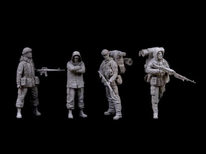1/35 Scale Die-Cast Resin Figure Model Kit British Marines Soldiers Set 4 Figures Unassembled and Unpainted
