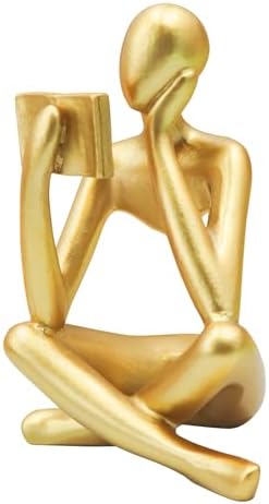 Gold Reading Women Statue, Thinker Sculptures, Abstract Art Ornam...