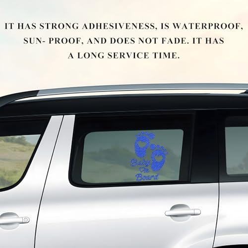 Image of Baby on Board Car Sticker, High Intensity Reflective Baby on Board Footprint Safety Warning Decal, Waterproof Kids on Board Baby in Car Feet Decal Sticker for Bumper (Blue)