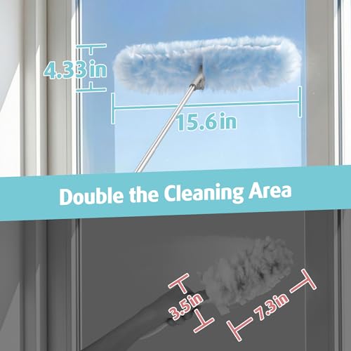 Image of 6 ft Extendable Duster Handle with 20 Refills, Compatible with Swiffer, Disposable Microfiber Dusting Pads for Home Cleaning, Ceiling, Fan, Window, Hard-to-Reach Areas