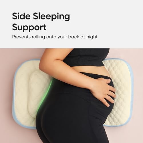 Image of Frido Maternity Pillow Bundle | Full Body Pregnancy Pillow for Back, Belly, Leg & Bum Support | Adjustable Butterfly Design | Travel-Friendly Cuddle Pillow | Hypoallergenic Organic Cotton Cover, Blue
