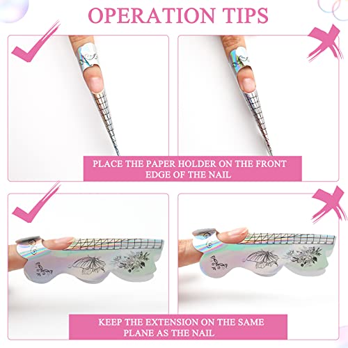 Nail Forms 200PCS, Acrylic Nail Forms for Nail Extension Tips, Long Nail Forms for Acrylic Nails, Thick Professional Nail Art Tips Extension Forms Manicure Tool DIY Home Salon Supplies