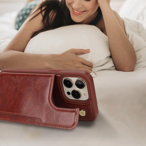 Étui portefeuille iPhone 12 Pro Max iCoverCase en cuir marron