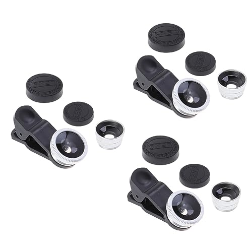 3pezzi Obiettivo Fotografico Per Smartphone Lenti Fisheye Grandangolare e Macro Clip Compatibile Con x argento