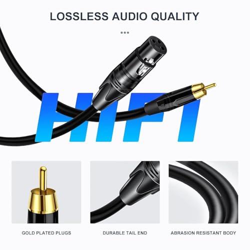 Image of XLR to RCA Cable Dual RCA to Dual Female XLR Stereo Audio Connection Microphone Cable (1.5 Meter)