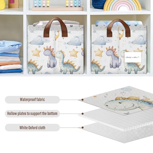 Boîtes de rangement dinosaure x2 avec poignées pour vêtements