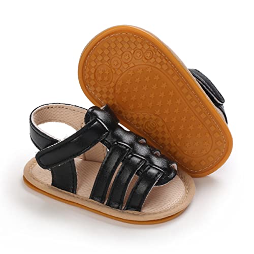TIMATEGO Infant Baby Girls Sandals Non Slip Soft Sole T-Strap Flip Flops Toddler First Walker Crib Dress Shoes 3-18 Months