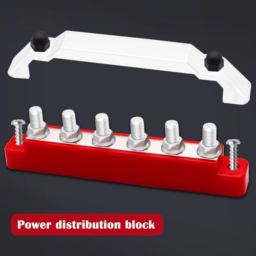 2 Stück 12V-48V DC Sammelschienen-Verteilerblock, Sammelschiene 150A-Verteilerblock und ein Schraubendreher mit 4 x M6-Verbindungsbolzen, geeignet für Autos, Wohnmobile, Boote, rot, schwarz