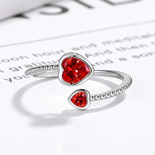 Step Forward Sterling Silver January Birthstone Ring For Women - Adjustable Ruby Heart Ring Toe Rings For Daughter Young Lady thumb #2