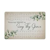 Letrero rústico de metal, póster cristiano para decoración de pared, partitura musical 'Afina mi corazón para cantar tu gracia', póster para decoración del hogar, sala de estar, dormitorio u oficin