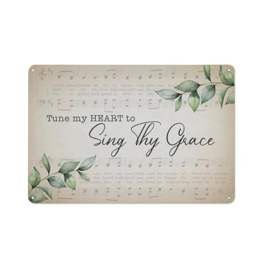 Letrero rústico de metal, póster cristiano para decoración de pared, partitura musical "Afina mi corazón para cantar tu gracia", póster para decoración del hogar, sala de estar, dormitorio u oficin