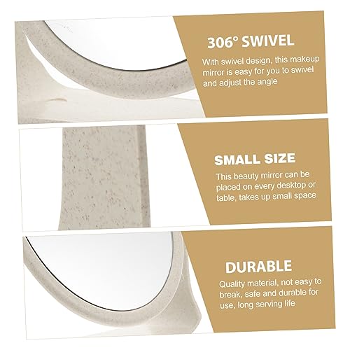 Espejo de maquillaje doble cara rotativo marco elegante miniatura 4