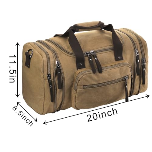 SOUJOY 50L Canvas Duffle Bag for Travel, Overnight Weekender Bag, 24 Inch Expandable Carry on Bags for Men, Gym Bags for Mountain Camping Climbing Airline Hiking