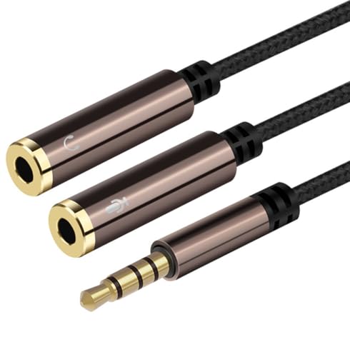 Mepsies Adaptateur Casque et Microphone, Répartiteur de Casque/Microphone, Fiche Auxiliaire 3,5mm vers Double Jack, Audio Stéréo Y Splitter Câble d'extension pour PC, Smartphone, Casque, Haut-Parleur