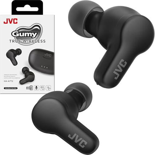 Image of JVC Gumy True Wireless Earbuds, Bluetooth 5.3, Charging Case, 24-Hour Playback, IPX4 Water Resistant, Comfortable Secure Fit with XS /S /M /L Earpieces, Built-in Mic for Calls, iPhone /Android /PC - HAA7T2