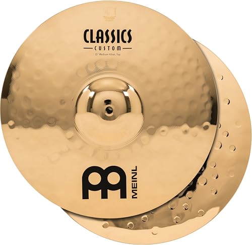 Meinl 15' Medium Hihat (Hi Hat) Cymbal Pair - Classics Custom Brilliant - Made in Germany, 2-YEAR...