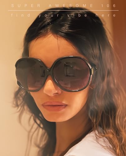 SA106 Womens Extra Oversized Round Designer Fashion Butterfly Sunglasses Black4